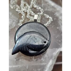 Pyrite pendant w/925 silver chain